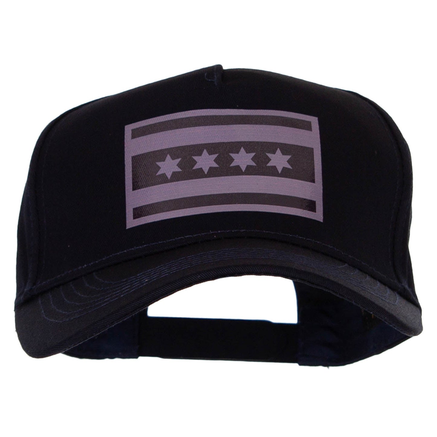 Chigago Flag Variation Heat Transfer Solid Cotton Twill 5 Panel Prostyle Snap Cap