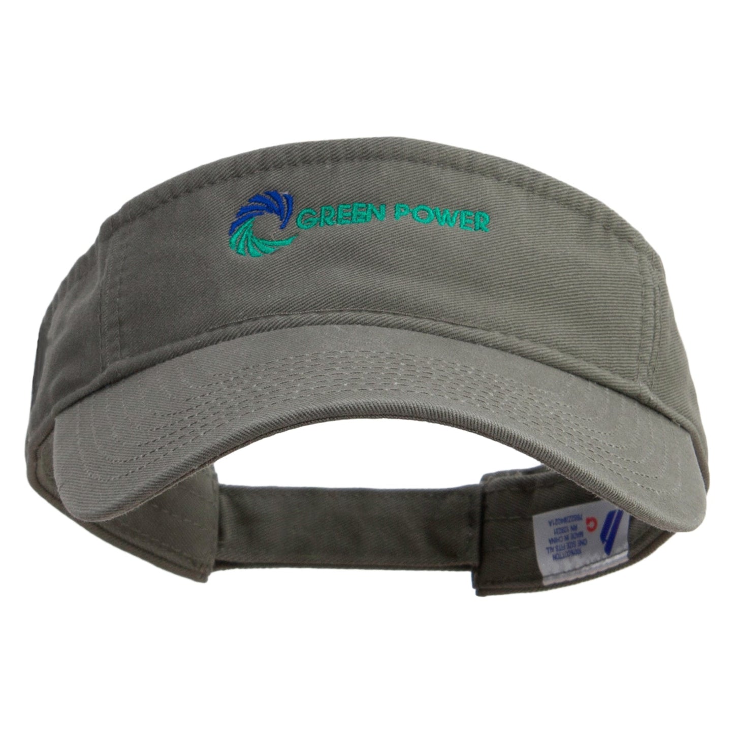 Green Power Embroidered Pro Style Cotton Twill Washed Visor