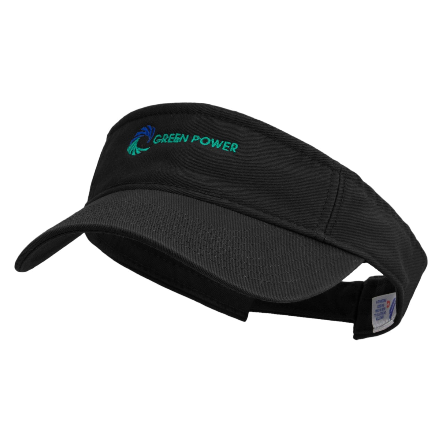 Green Power Embroidered Pro Style Cotton Twill Washed Visor