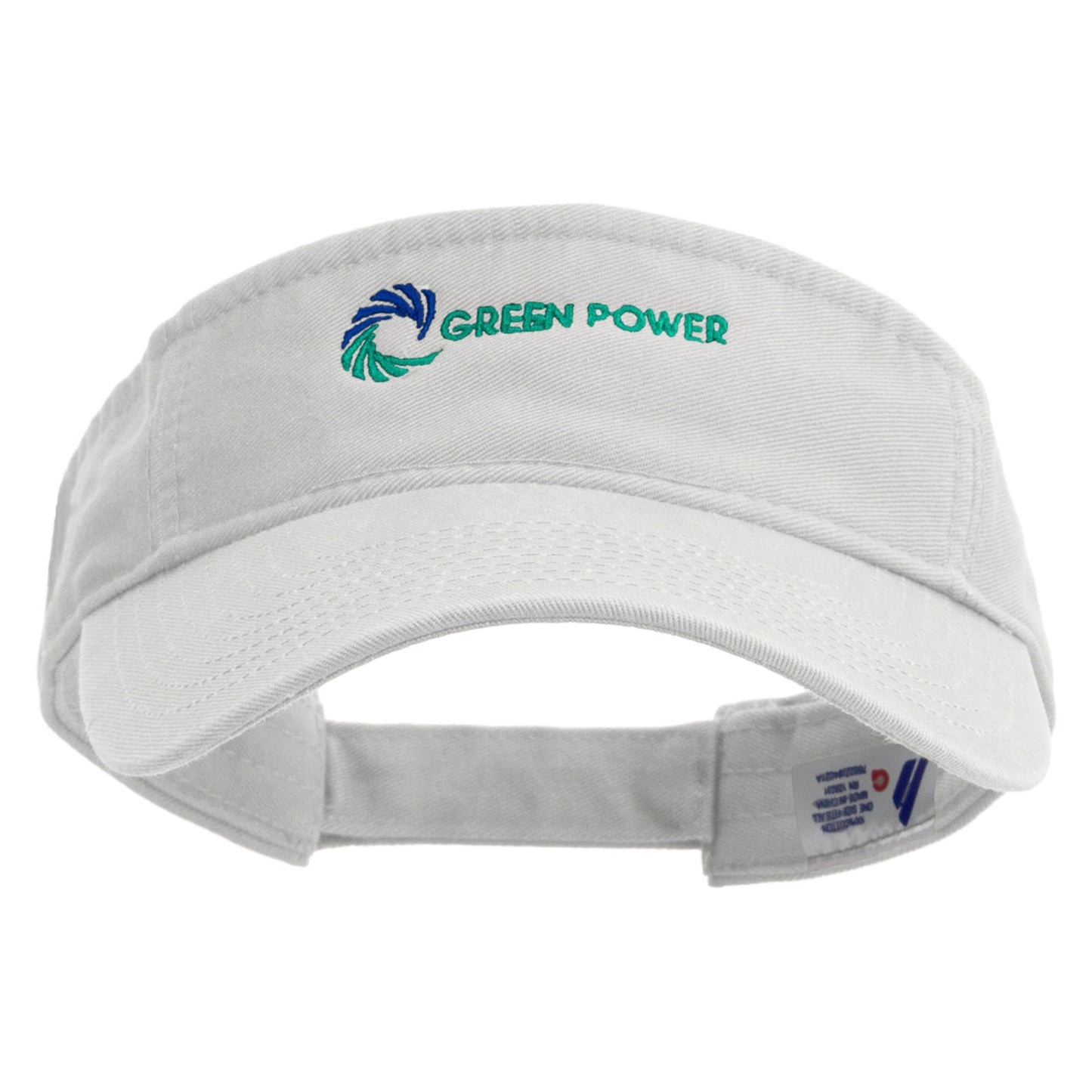 Green Power Embroidered Pro Style Cotton Twill Washed Visor