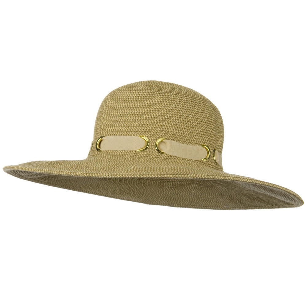 UPF 50+ Wide Flat Brim Black Trim Hat