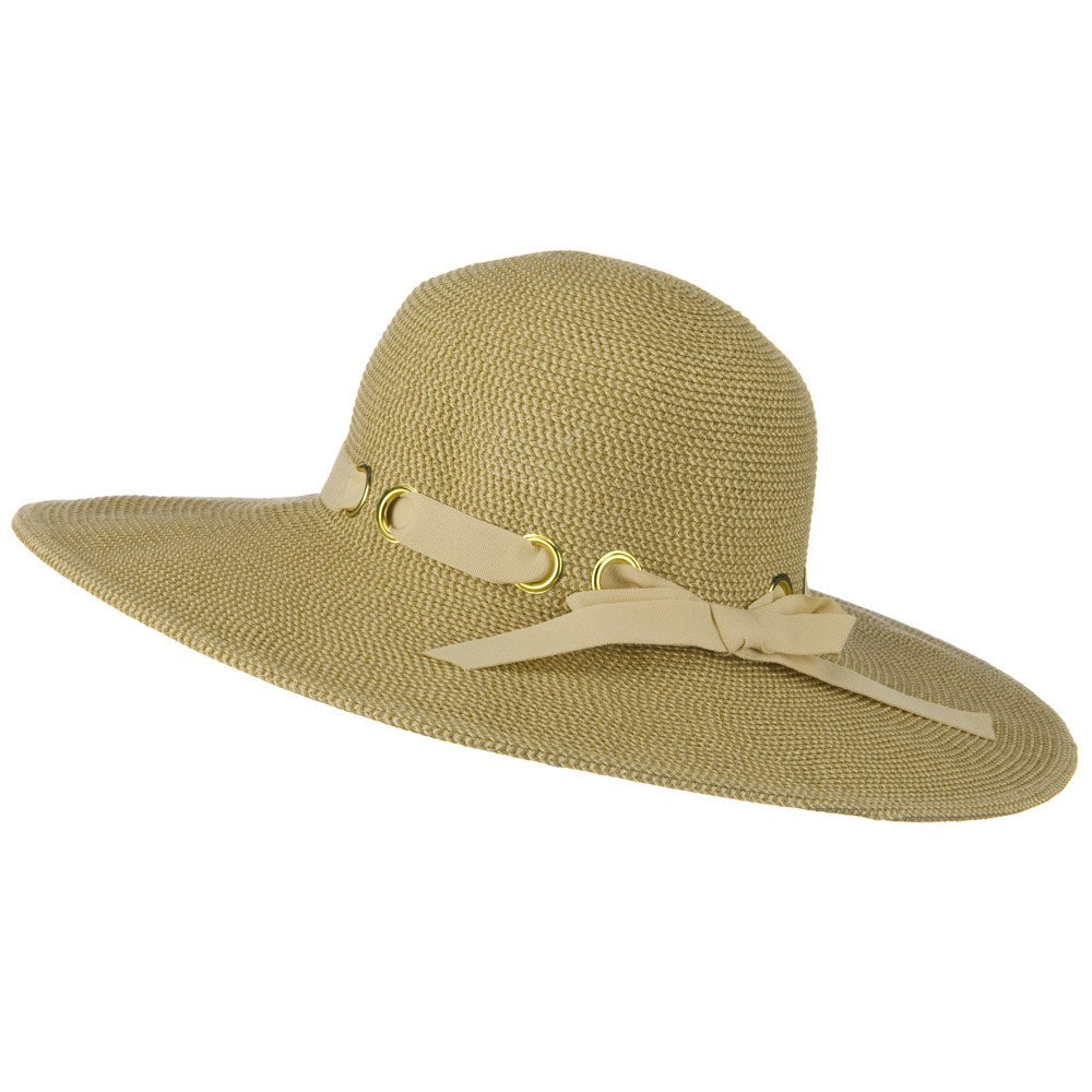 UPF 50+ Wide Flat Brim Black Trim Hat