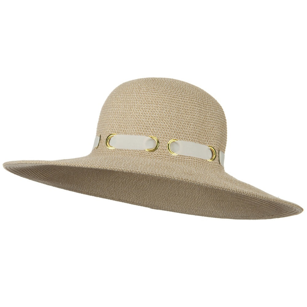 UPF 50+ Wide Flat Brim Black Trim Hat