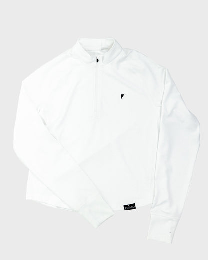 Women's White Crop Quarterzip