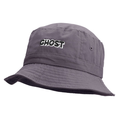 Ghost Text Embroidered Pigment Dyed Bucket Hat