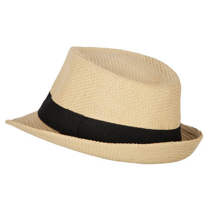 Men's Woven Paper Fedora Hat with Black Band