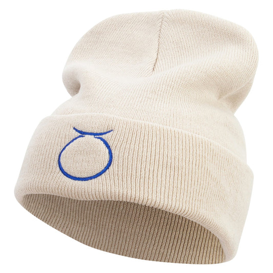 Taurus Astrology Embroidered 12 Inch Long Knitted Beanie