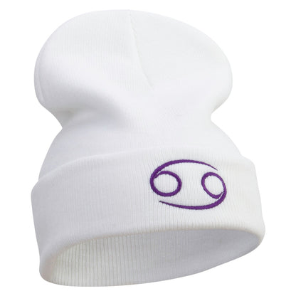 Cancer Astrology Embroidered 12 Inch Long Knitted Beanie