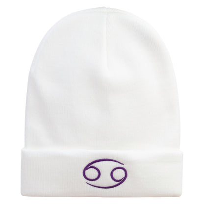 Cancer Astrology Embroidered 12 Inch Long Knitted Beanie