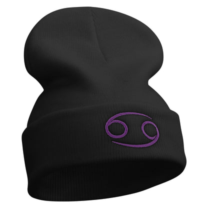 Cancer Astrology Embroidered 12 Inch Long Knitted Beanie