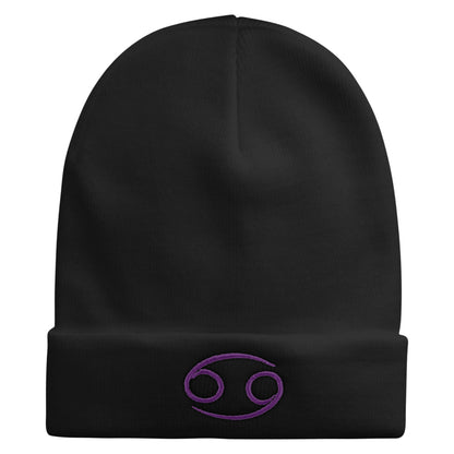 Cancer Astrology Embroidered 12 Inch Long Knitted Beanie
