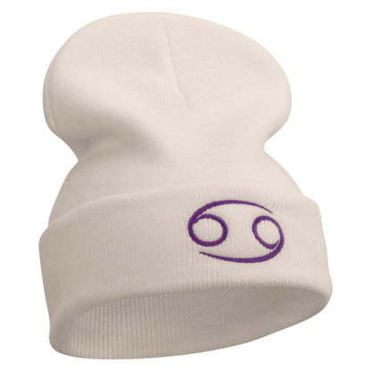 Cancer Astrology Embroidered 12 Inch Long Knitted Beanie