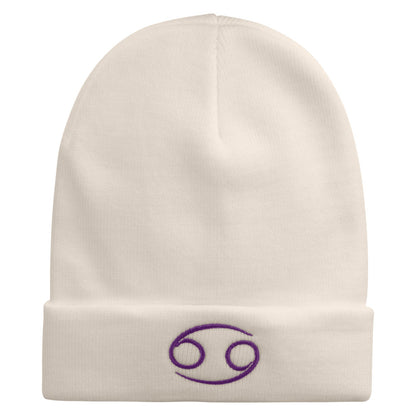 Cancer Astrology Embroidered 12 Inch Long Knitted Beanie