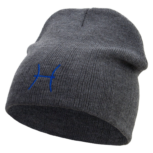 Pisces Astrology Embroidered 8 Inch Short Beanie
